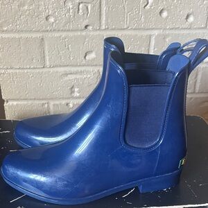 Blue Glossy Chelsea Rain Boots